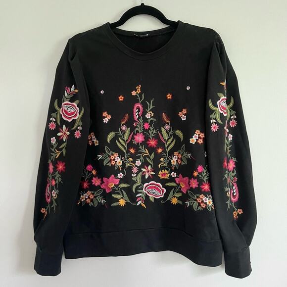 DREW Anthropologie Floral Embroidered Sweatshirt Size M - Picture 2 of 4